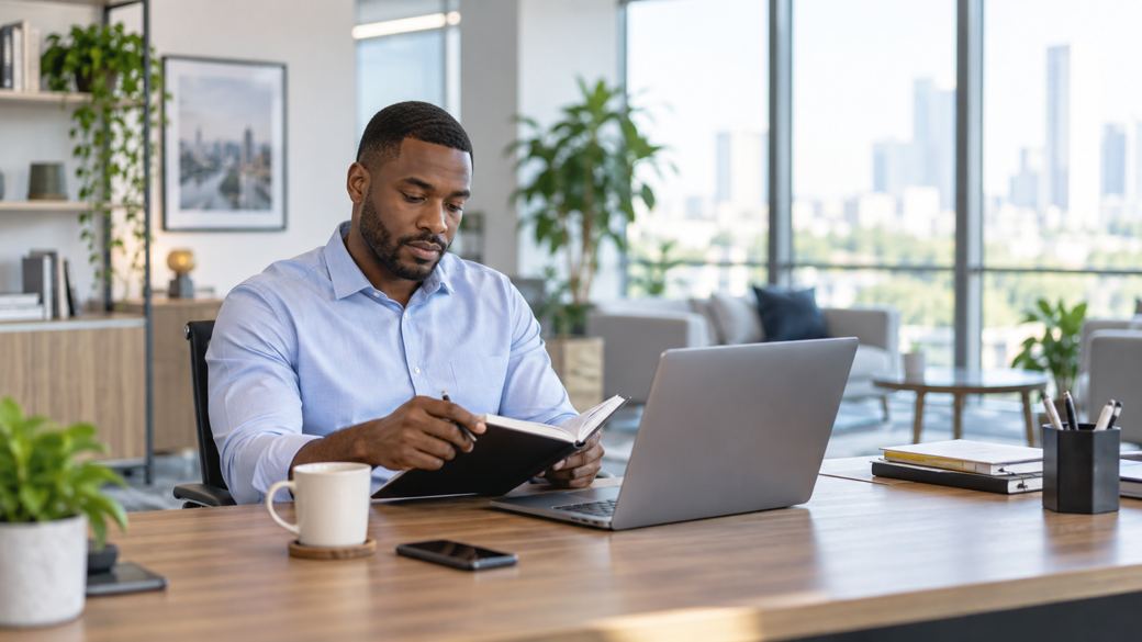 Operations professional working at a laptop